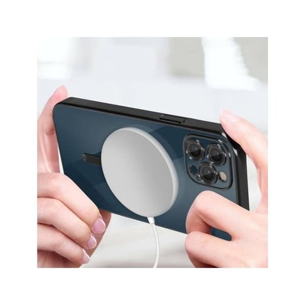 Cool Funda Magnética Transparent med Silver Kant för iPhone 15