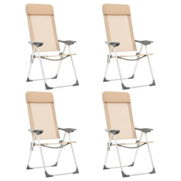 vidaXL Fällbara campingstolar set om 4 Creme Aluminium 44309