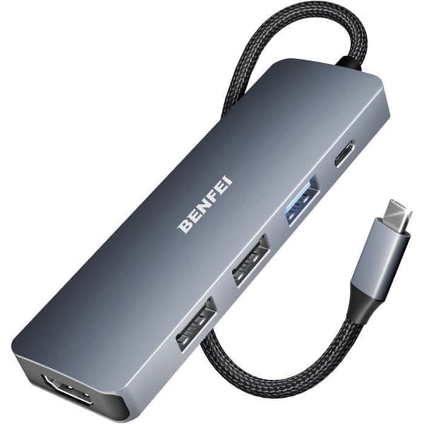 USB C-hub - BENFEI - HDMI 4K - 3 USB-portar - 100W Strömad - Vävd design