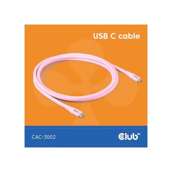 USB-kabel - Club 3D - CAC-3002 - USB4 Gen 3x2 - 2 m - Rosa