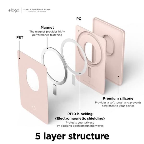 Elago Magnetkortficka i silikon för MagSafe Sand Pink