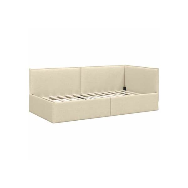 Vinkelbäddram i sammet - vidaXL - Grädde - 100x200 cm - L-formad design - Mångsidig soffbädd