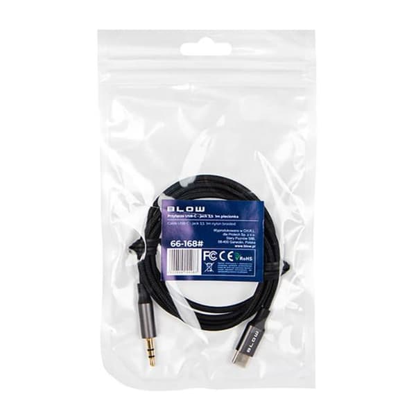 Flätad USB-C - Jack 3.5-kontakt 1 meter