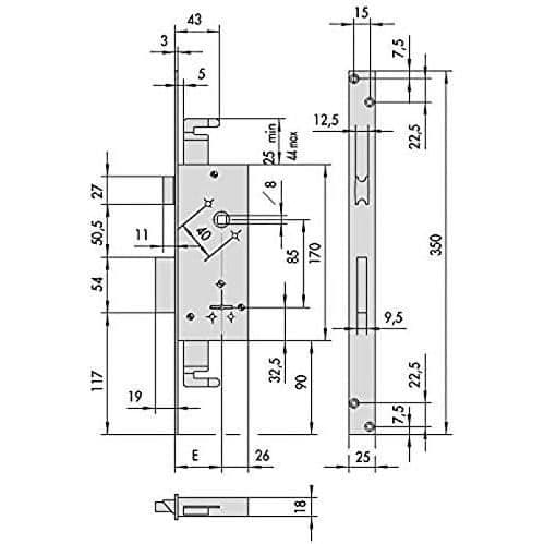 Lås - CISA - 57215 - Dubbel 50mm - Zink - Vit - 2 låspunkter