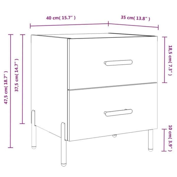 vidaXL Sängbord 2 st Blank vit 40x35x47,5 cm 827329