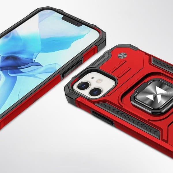 Röd magnetisk skyddshölje Ring Armor för iPhone 14 Plus