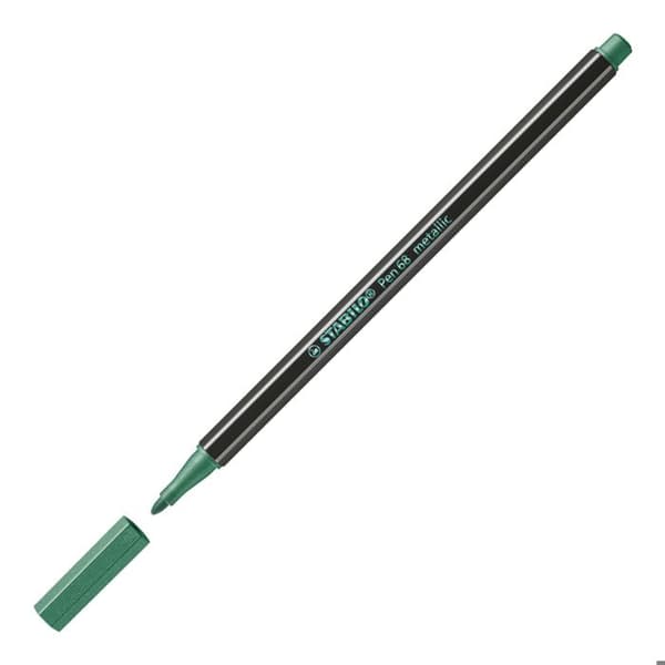 STABILO Pen 68 metallic - metallic grön - Box med 10 st