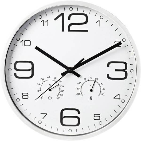 SEGNALE Väggklocka med termometer och hygrometer 30 cm vit ram KO-837362210