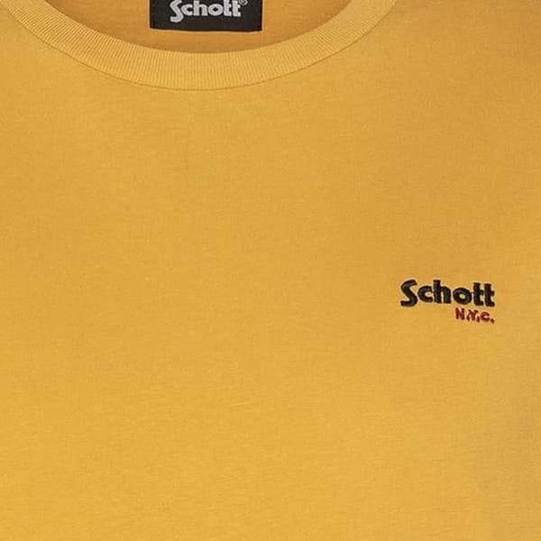 Gul T-shirt Herr Schott Broderad