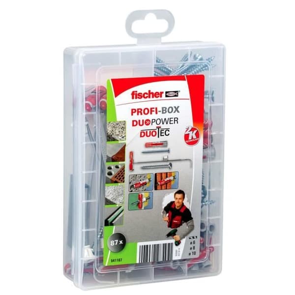 Fischer Dowel set med skruvar PROFI-BOX DUOPOWER-DUOTEC 87st