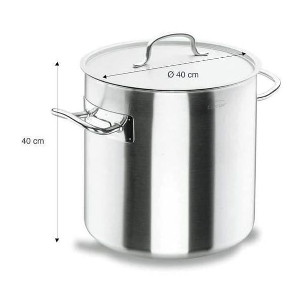 Pro rostfritt stål storkök D: 40 cm + lock - rostfritt stål