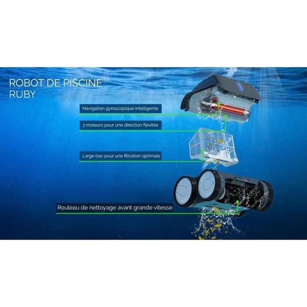 Pool Robot - Bestway - Ruby - Autonom - rengöring av botten och väggar - max 8x4 m