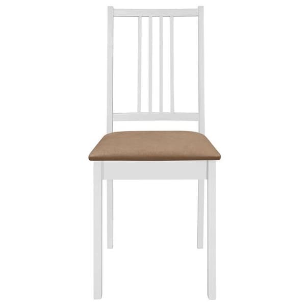 vidaXL Matstolar med kuddar set om 4 vit solid trä 247635
