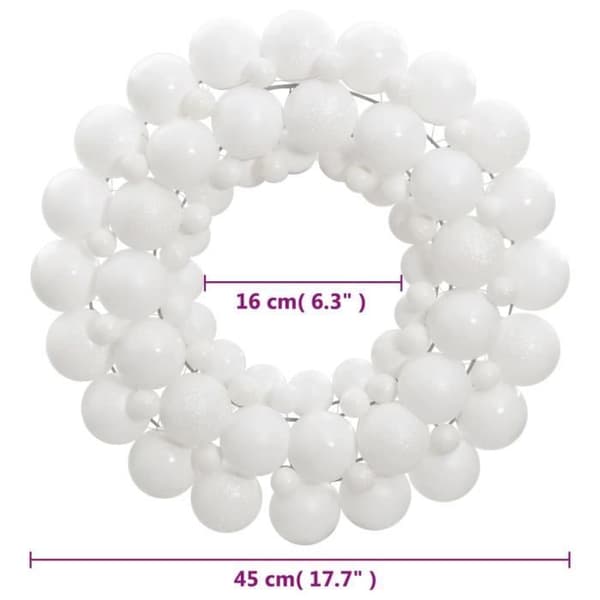 vidaXL Julkrans Vit 45 cm Polystyren 356126