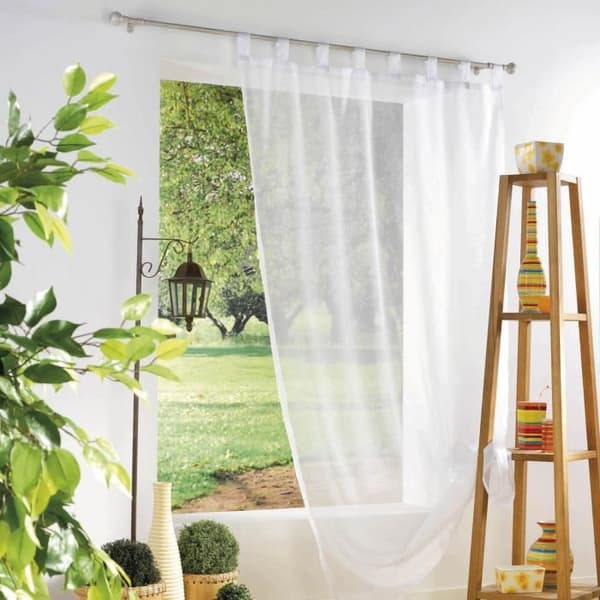 Gardinpanel med öglor i 240 cm enfärgad Vit