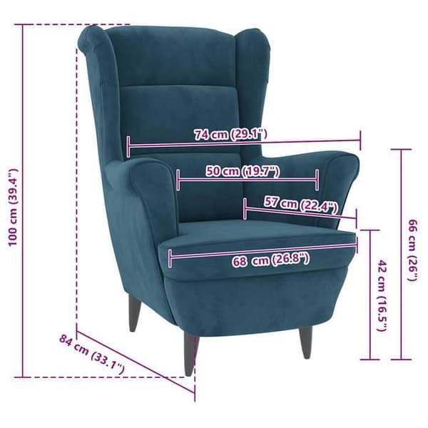vidaXL Fåtölj Blue Velvet 324058