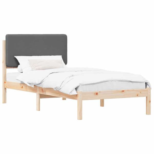 vidaXL Sängram med vadderad huvudgavel Mörkgrå 90 x 200 cm, Sovrum, Rektangulär, Modern möbel 877935