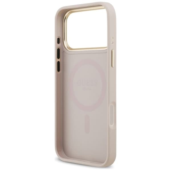 Coque Guess Grained Strass Logo MagSafe för iPhone 17 Pro Max - Rosa