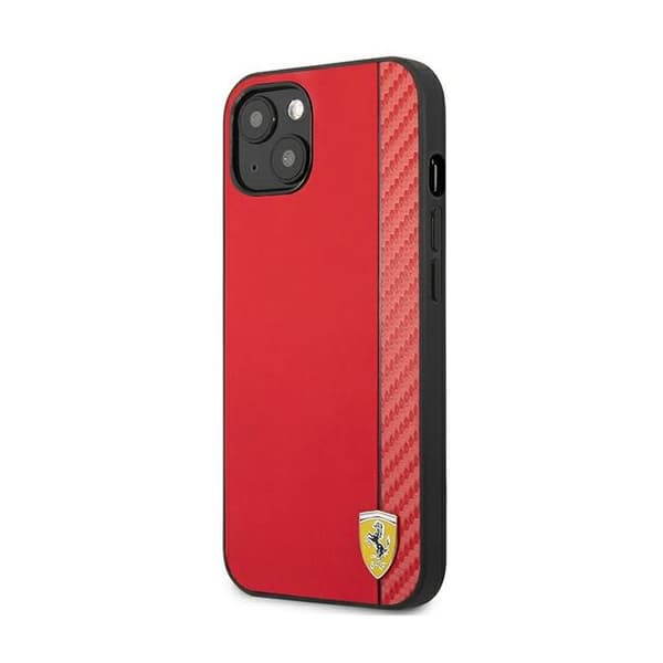 Coque - FERRARI - iPhone 13 mini - On Track Carbon Stripe - Röd - Hård polykarbonat