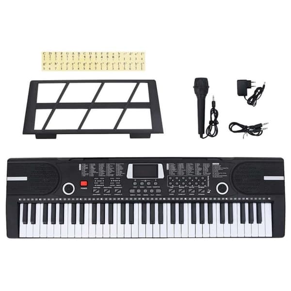 El-piano med 61 tangenter och notställ för barn