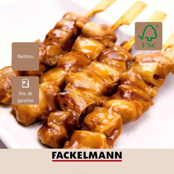 Lot med 50 spett för grillspett 15 cm i FSC-bambus Fackelmann Basic
