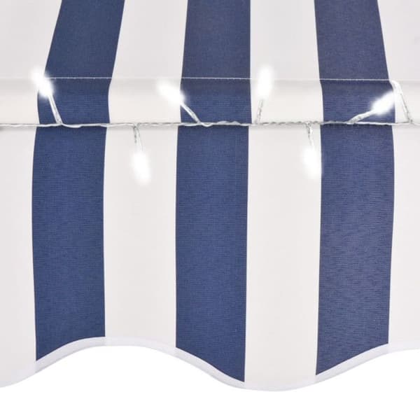 vidaXL Manuell infällbar markis med LED 300 cm Blå och Vit