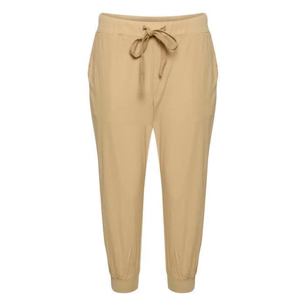 Kvinnor byxor KAFFE Naya Capri - Beige - Regular passform - Normal midja - Halvlång längd