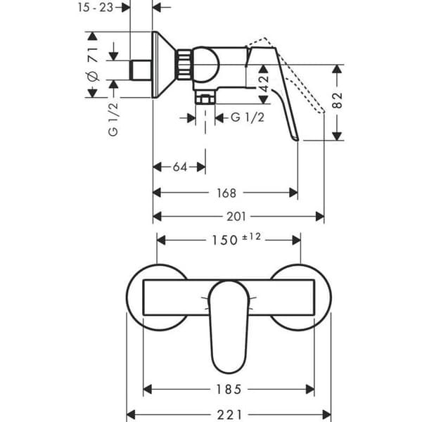 Duschblandare - Hansgrohe - 31960000 Focus E - Krom - Keramik - Externt system