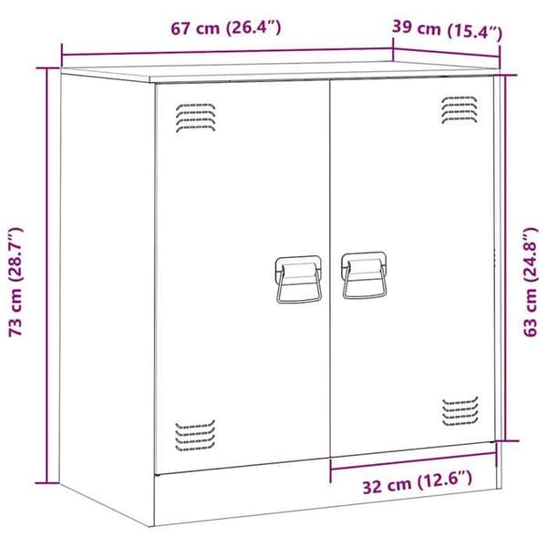 vidaXL Buffé vit 67x39x73 cm stål 841678