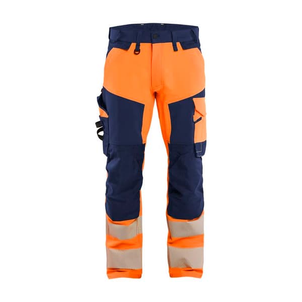 Blaklader Stretch 4D högsynlighetsbyxor - fluorescerande orange/marin