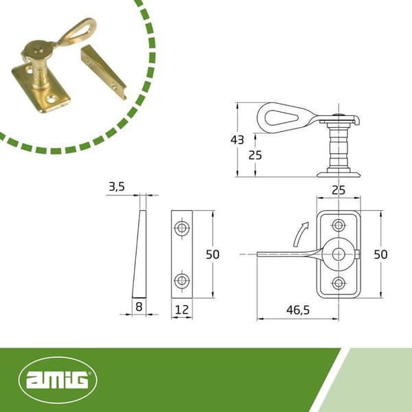 Amig - 14352 - Hasp 12 mässing