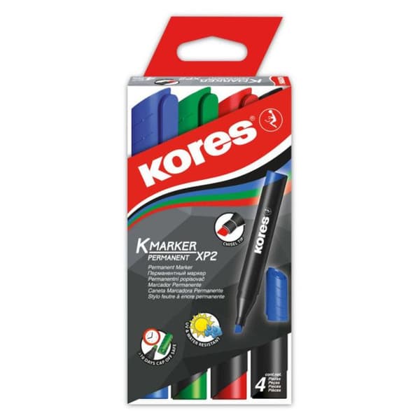 Etui med 4 permanenta marker "K Marker" Kores