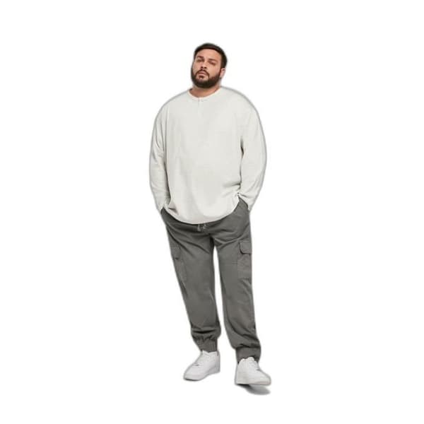 Urban Classics Henley Oversized långärmad t-shirt - ljusgrå - M