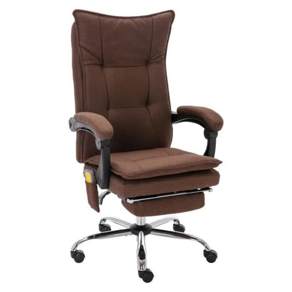 vidaXL Massagekontorsstol Brun Tyg