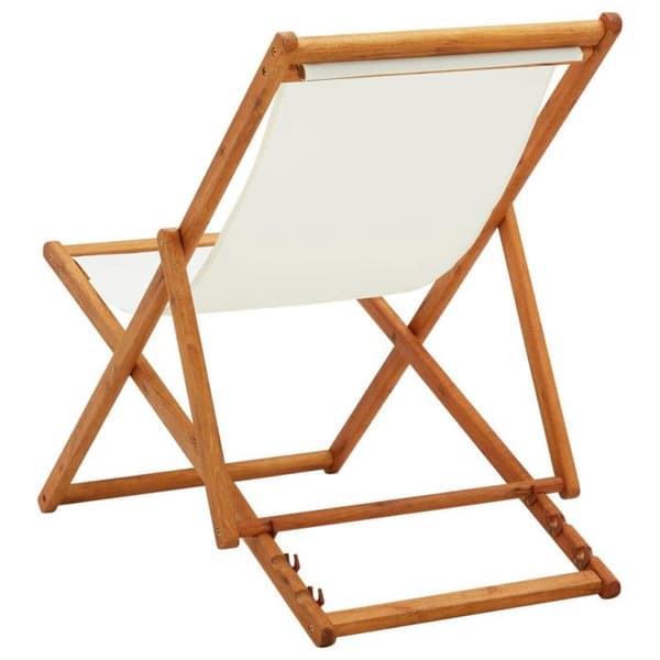Strandstol - vidaXL - 310314 - Eukalyptusträ - Vit crème tyg - Fällbar och justerbar