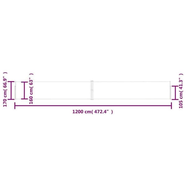 vidaXL Infällbar Sida Uteplats Markis 170x1200 cm Kräm