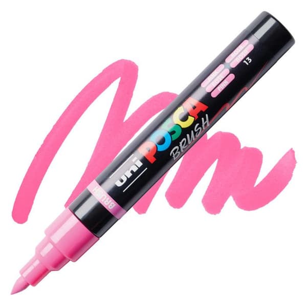 POSCA-markör - Rosa - Penselspets - PC5BR - Alla underlag