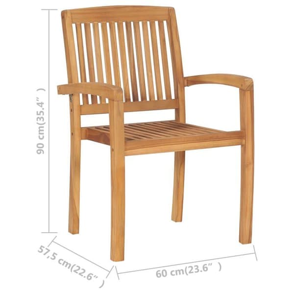 vidaXL Stapelbara trädgårdsstolar i set om 2, solid teak 49387