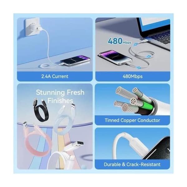 USB 2.0 Lightning-kabel - VENTION - LAMPF - 480 Mbps - 1 m - 2.4A