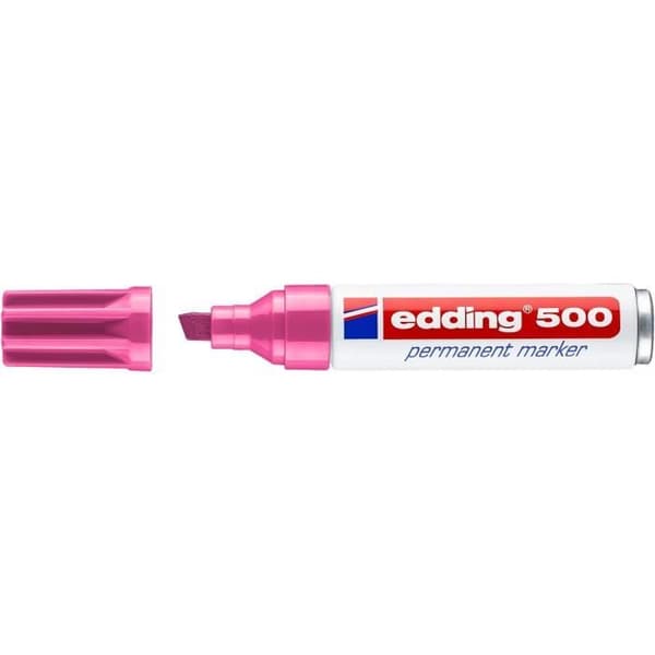 Permanent marker - EDDING - 500 - Förpackning med 10 - Rosa - Spets 2-7 mm