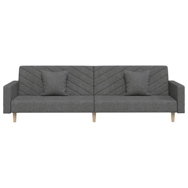 vidaXL 2-sits bäddsoffa med två kuddar mörkgrå tyg 375900
