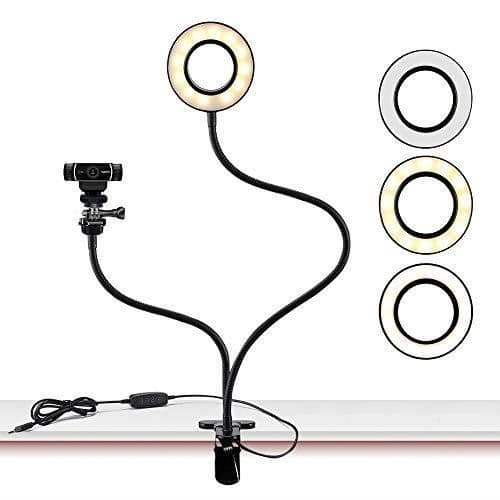 Webcam Light Stand för Live Stream, Ring Selfie med Webcam Mount Bracket för Logitech C925e, C922 X, C930