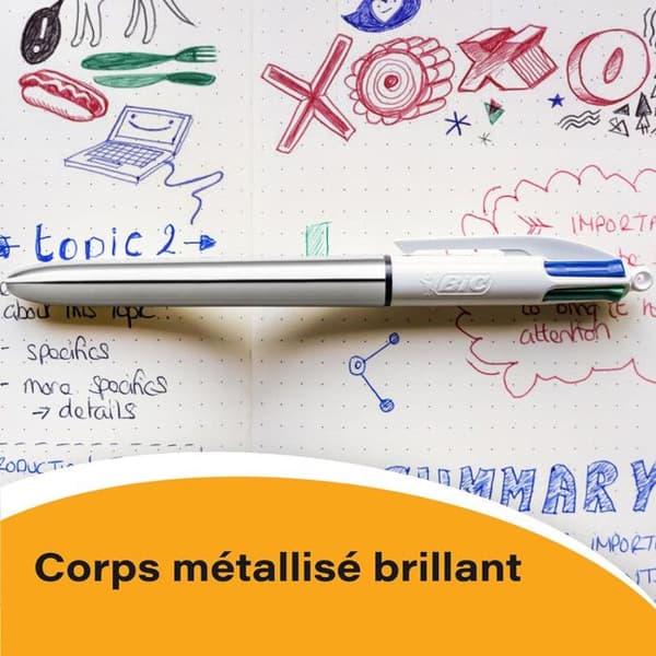 Kulspetspennor - BIC - Shine - Metall - 4 färger - Medium spets 1,0 mm