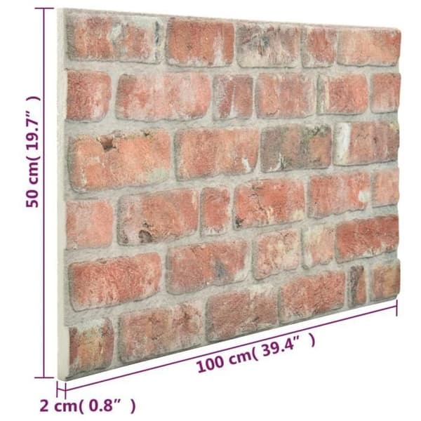 vidaXL 3D väggpaneler med röd tegeldesign 10 st EPS 332921