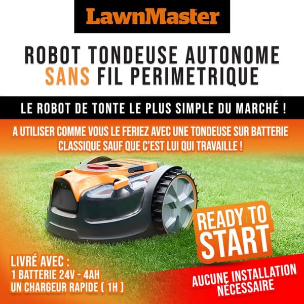 Robotgräsklippare autonom - LAWNMASTER - VRM16 - 24 V - 16 cm - Trådlös perimeter