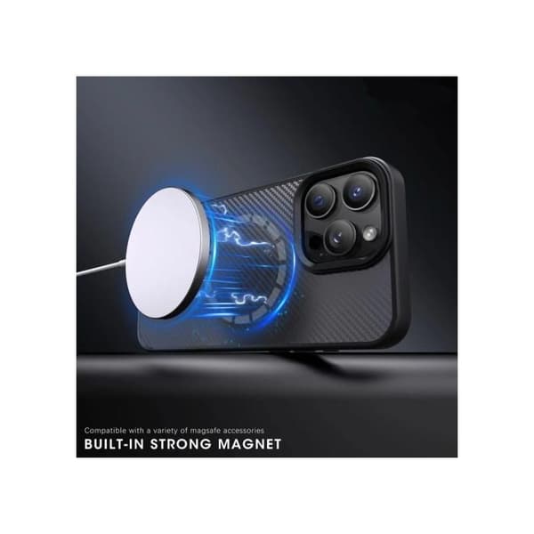 Coque - WOZINSKY - Samsung Galaxy S25 - Imiterad kolfiber - MagSafe - Brun