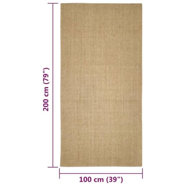 Matta - Sisal - 100x200 cm - Halkskydd - Beige - Inomhus