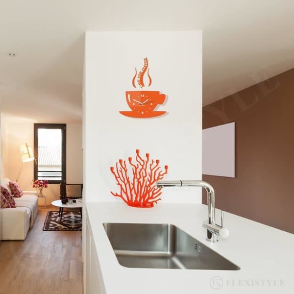Väggklocka - FLEXISTYLE - FLEXISTYLE - Rektangulär - Orange plast - 32 x 19 cm