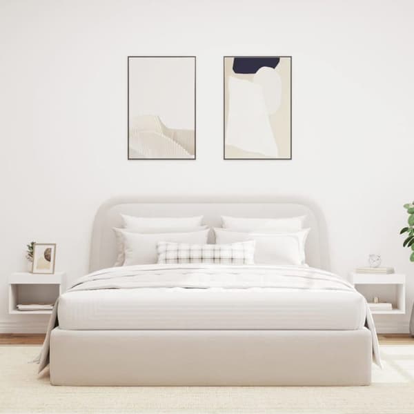 vidaXL Väggmonterade sängbord med LED-lampor 2 st Vit 837114