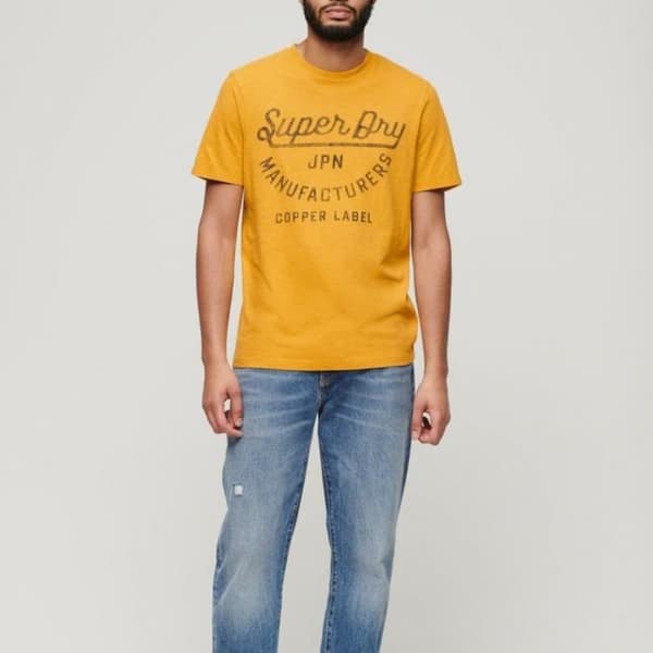 T-shirt - SUPERDRY - Cooper Label Script - Gul - Kortärmad - Slimmad